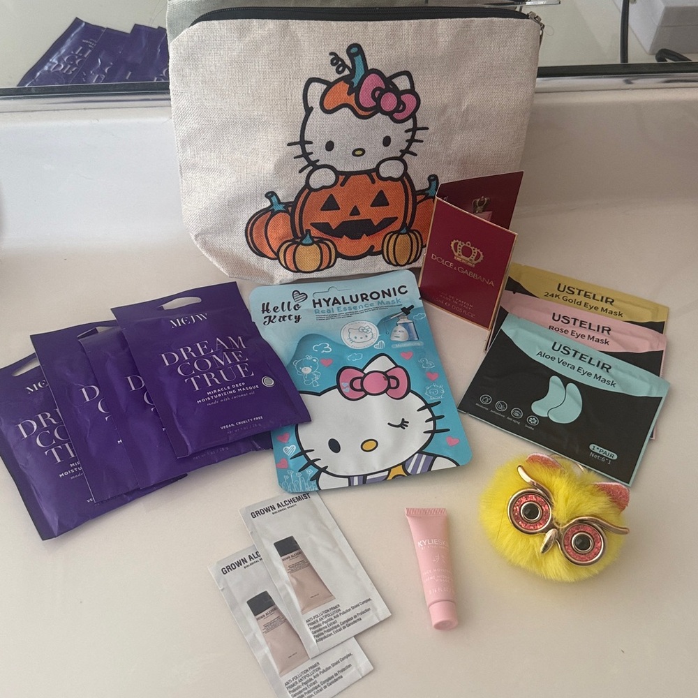 Hello Kitty Cosmetic Bag with Skincare,Masks and More!!!!
